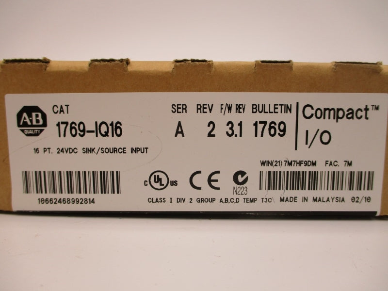 ALLEN BRADLEY 1769-IQ16 SER. A F/W 3.1 24VDC DATE: 2010 NSFS