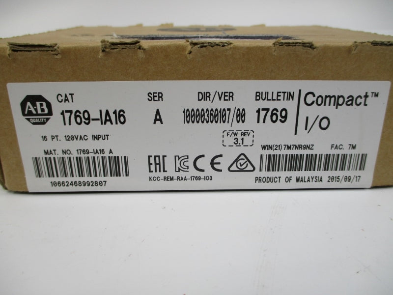 ALLEN BRADLEY 1769-IA16 SER. A F/W 3.1 120VAC DATE: 2015 NSFS