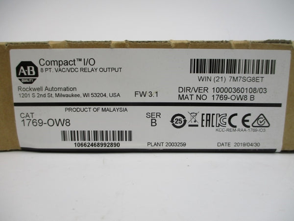 ALLEN BRADLEY 1769-OW8 SER. B F/W 3.1 DATE: 2019 NSFS