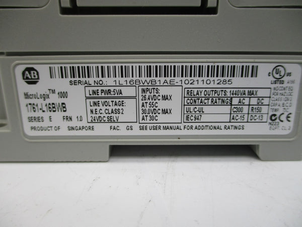 ALLEN BRADLEY 1761-L16BWB SER. E F/W 1.0 24VDC NSNP