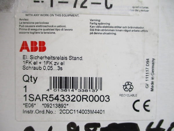 ABB 1SAR543320R0003 24VDC 1.5A 0.05-3S NSMP