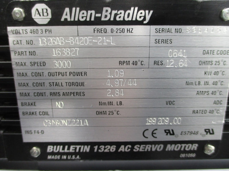 ALLEN BRADLEY 1326AB-B420E-21-L 2.84A NSNP
