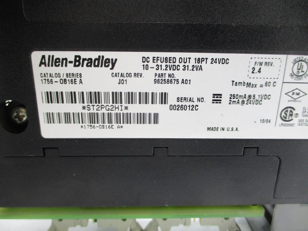 ALLEN BRADLEY 1756-OB16E SER. A F/W 2.4 24VDC (NO COVER) UNMP