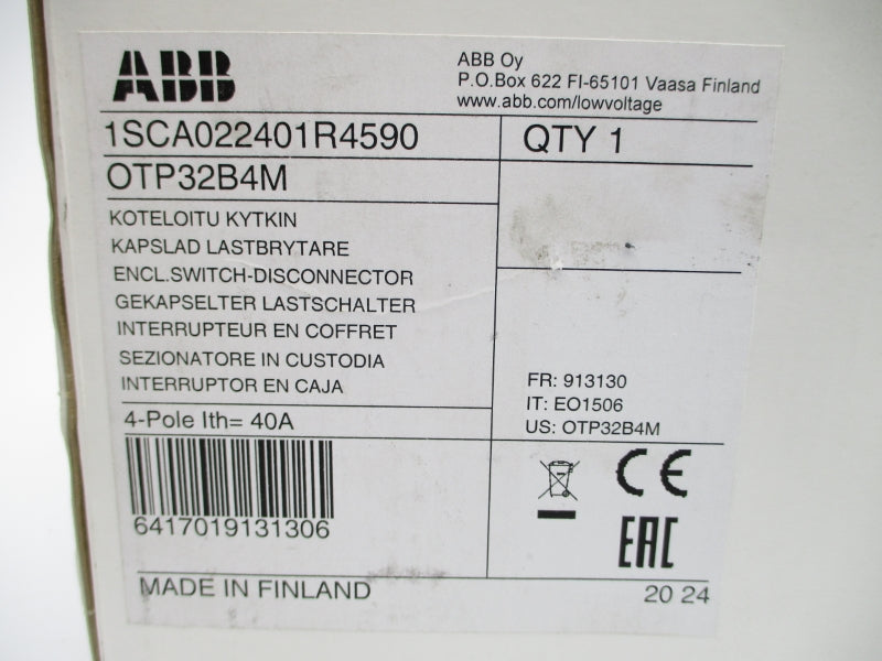 ABB 1SCA022401R4590 OTP32B4M 690VAC 40A NSMP