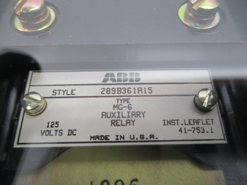 ABB 289B361A15 MG-6 125VDC NSNP