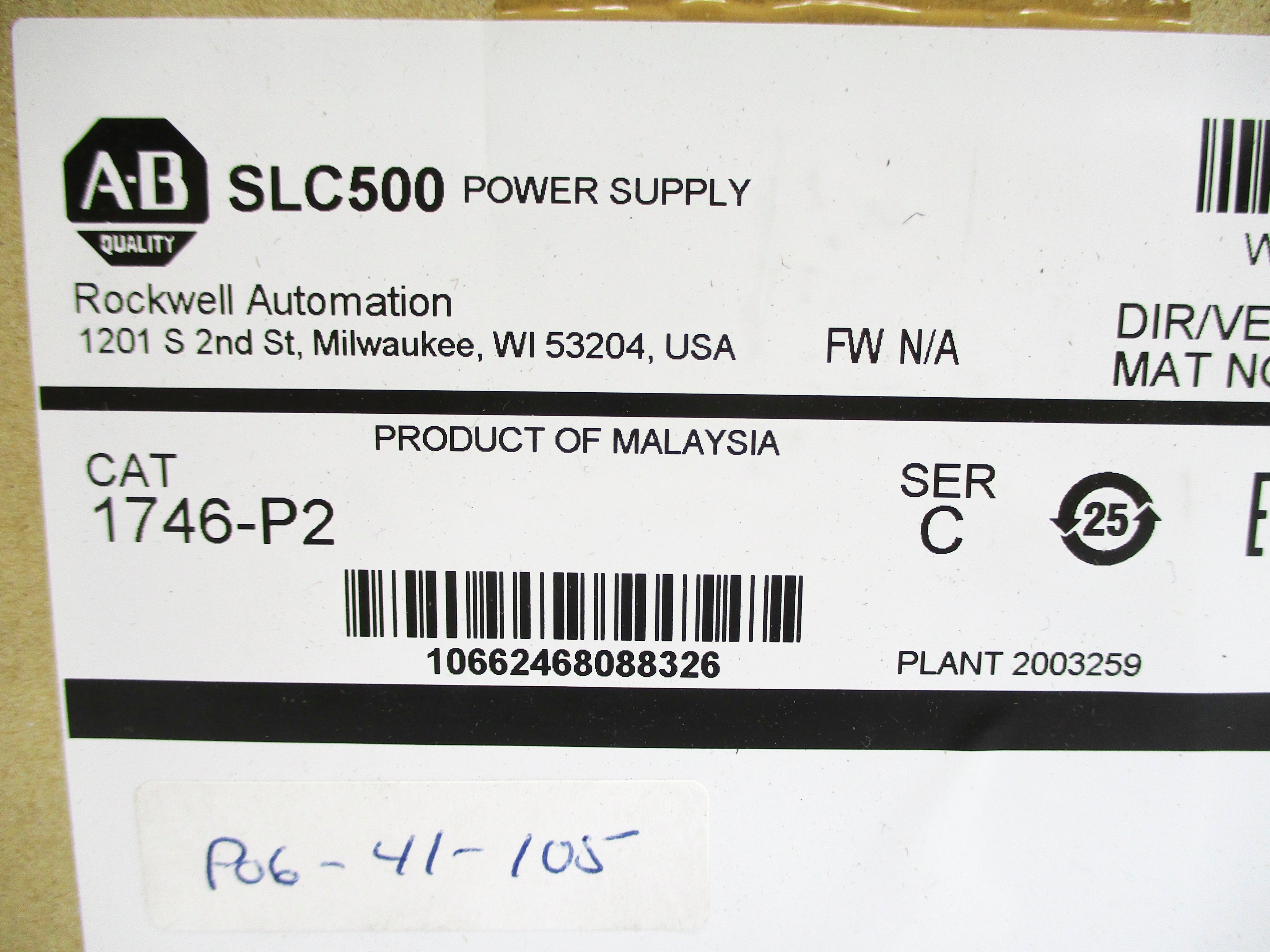 ALLEN BRADLEY 1746-P2 SER. C DATE: 2017 NSFS