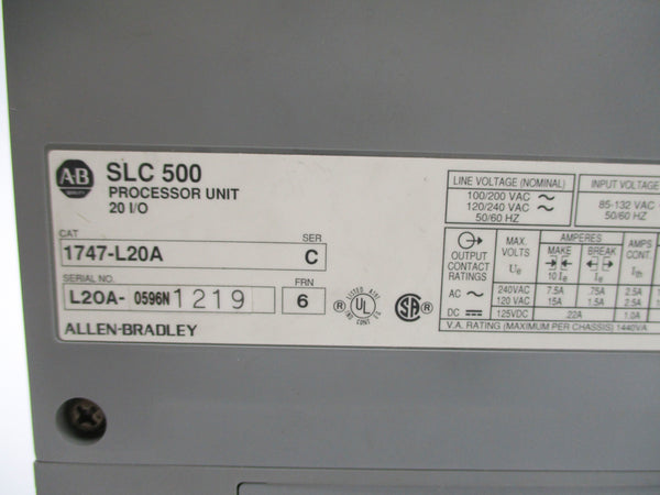 ALLEN BRADLEY 1747-L20A SER. C F/W 6 (AS PICTURED) UNMP
