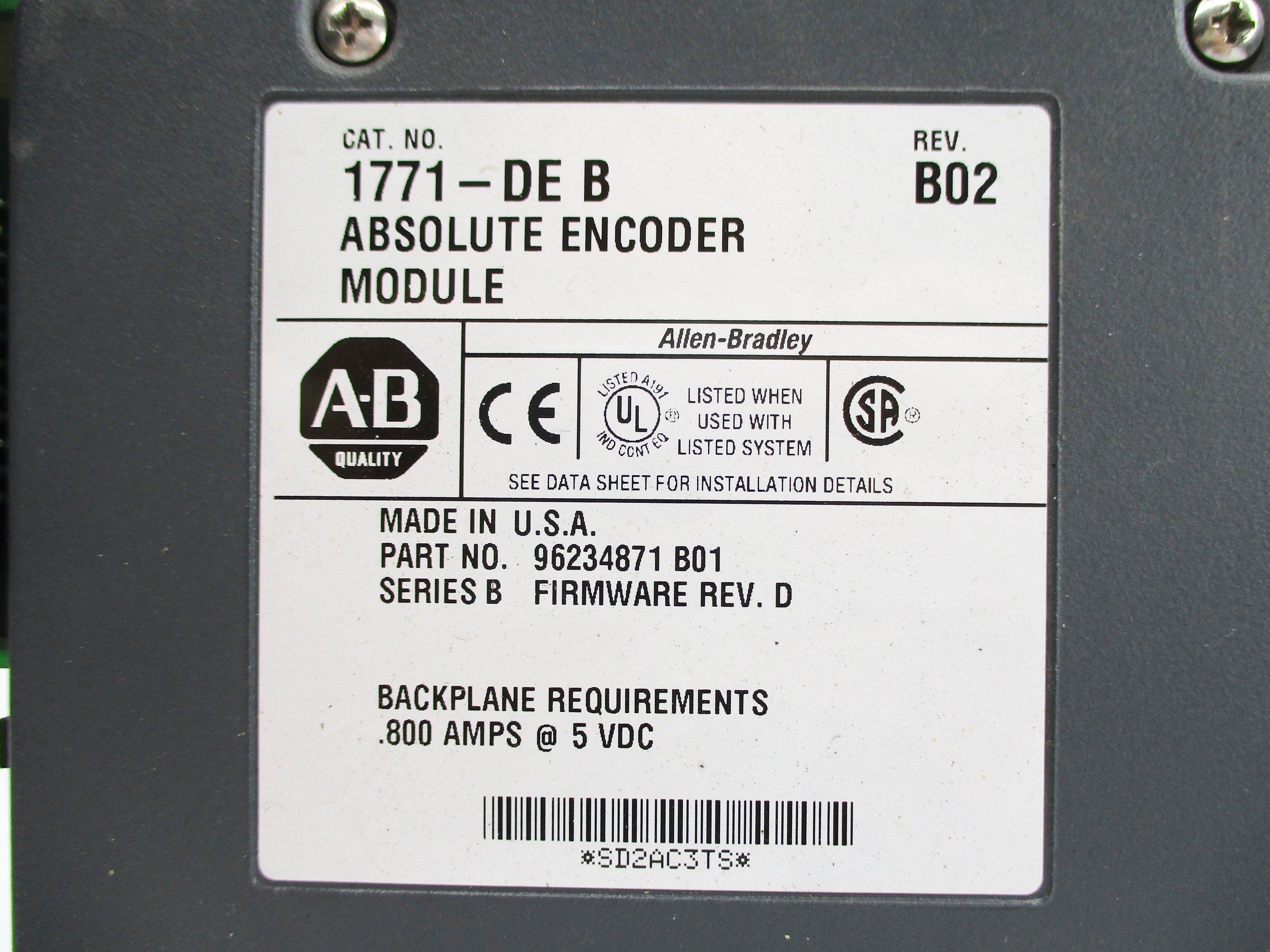 ALLEN BRADLEY 1771-DE SER. B F/W D NSNP