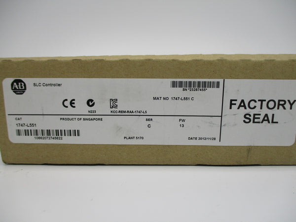 ALLEN BRADLEY 1747-L551 SER. C F/W 13 DATE: 2012 NSFS