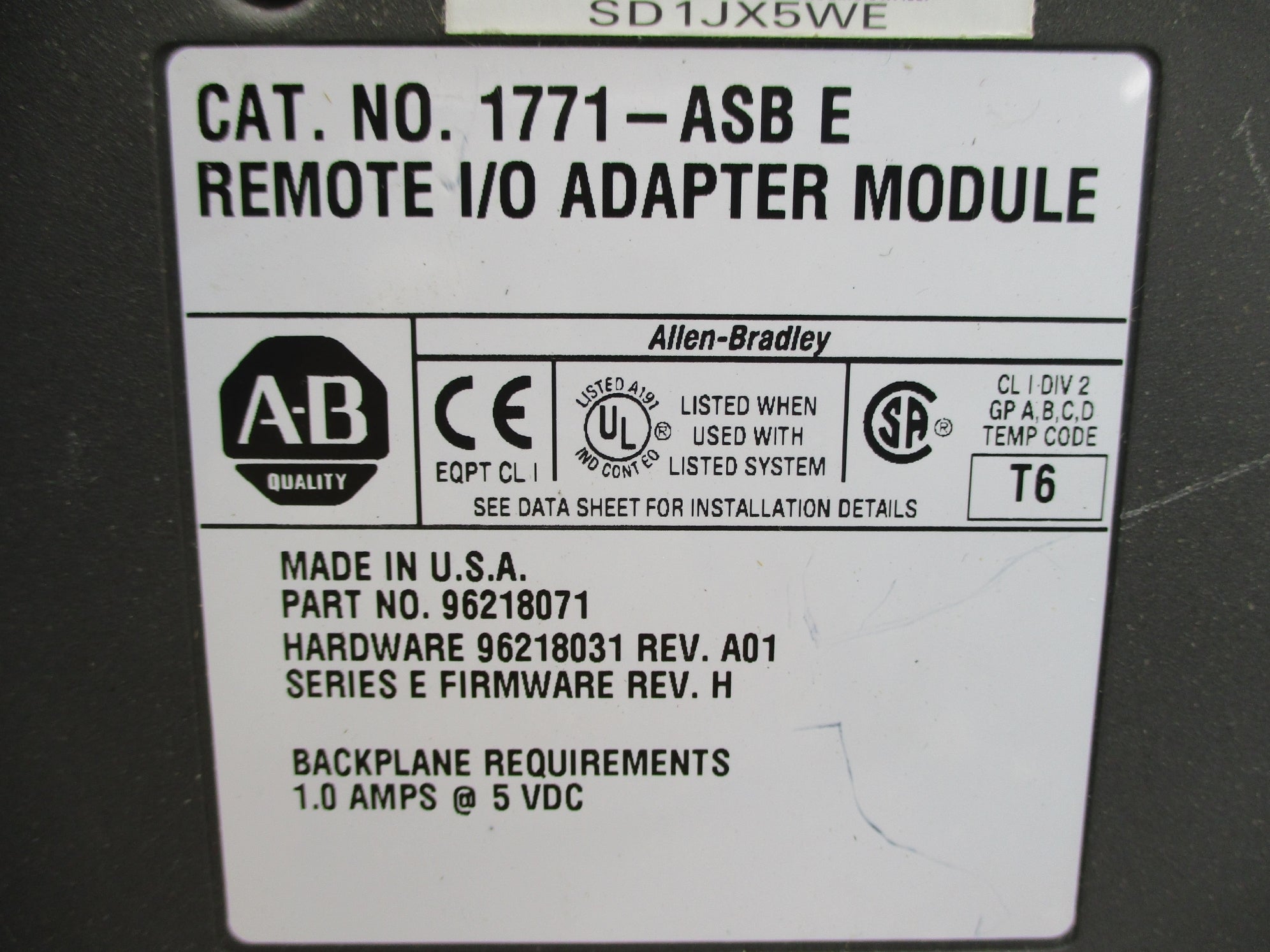 ALLEN BRADLEY 1771-ASB SER. E F/W H (AS PICTURED) UNMP