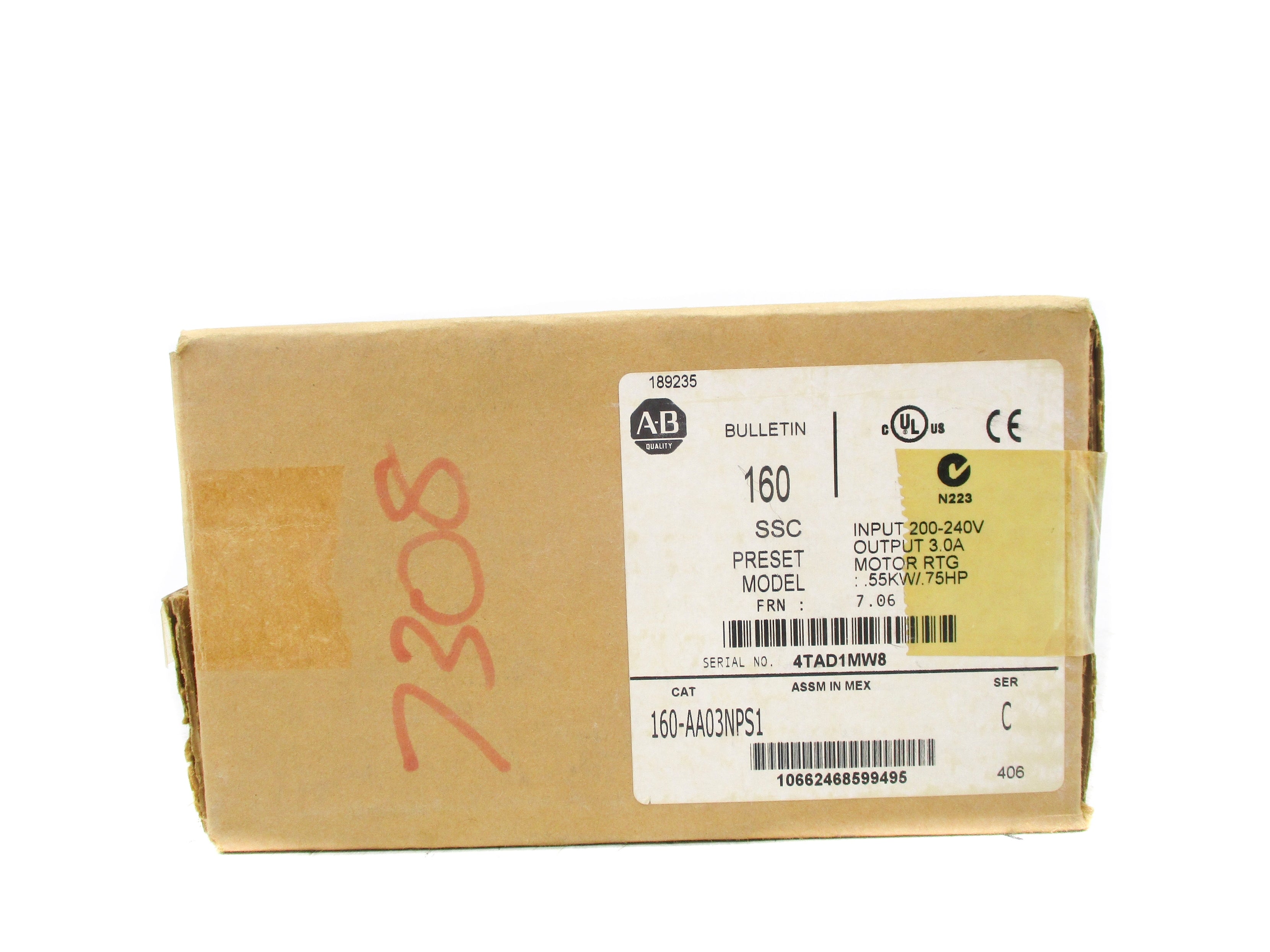 ALLEN BRADLEY 160-AA03NPS1 SER. C F/W 7.06 (BR/WH) NSMP