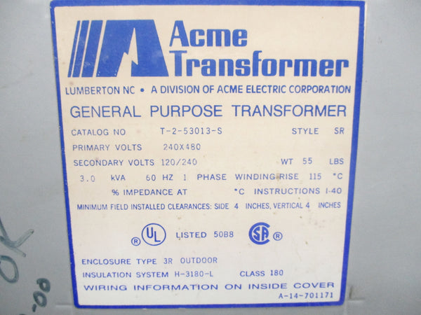 ACME ELECTRIC T-2-53013-S UNMP