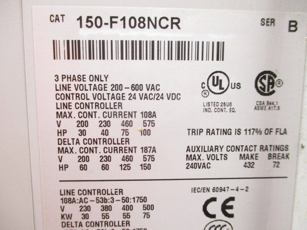 ALLEN BRADLEY 150-F108NCR SER. B UNMP