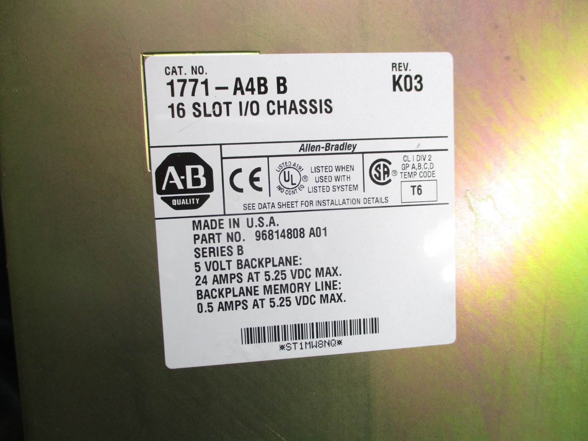 ALLEN BRADLEY 1771-A4B SER. B 5.25VDC 24A UNMP