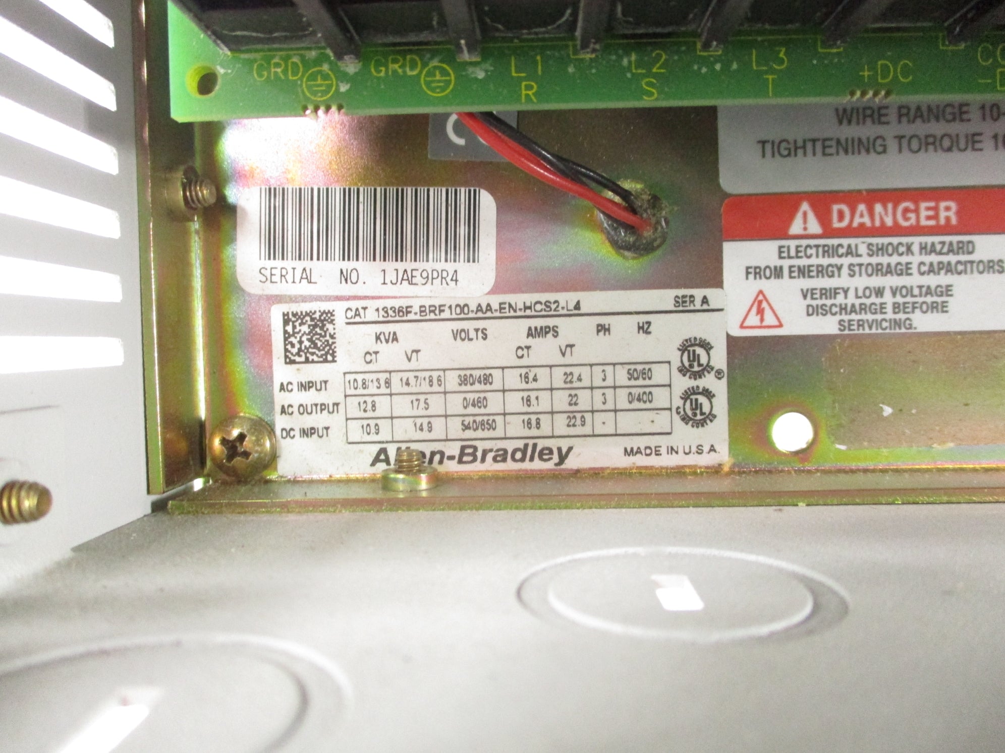 ALLEN BRADLEY 1336F-BRF100-AA-EN-HCS2-L4 SER. A NSNP