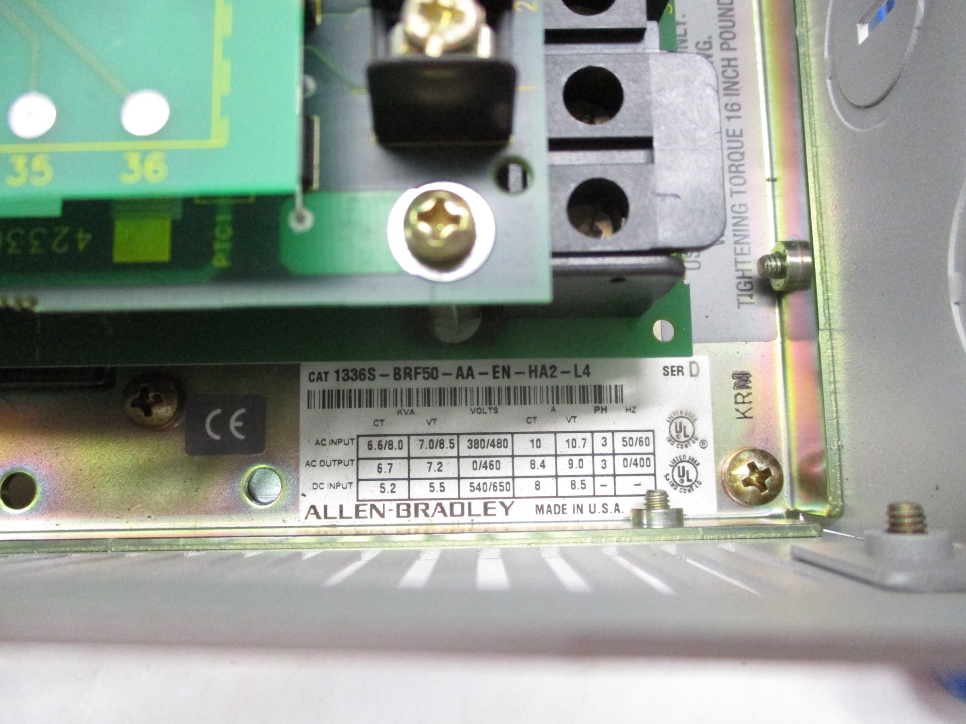 ALLEN BRADLEY 1336S-BRF50-AA-EN-HA2-L4 SER. D UNMP