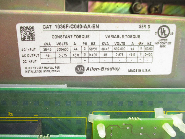 ALLEN BRADLEY 1336F-C040-AA-EN SER. D UNMP