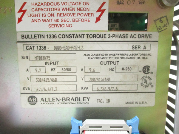 ALLEN BRADLEY 1336-B005-EAD-FA2-L3 SER. A NSNP