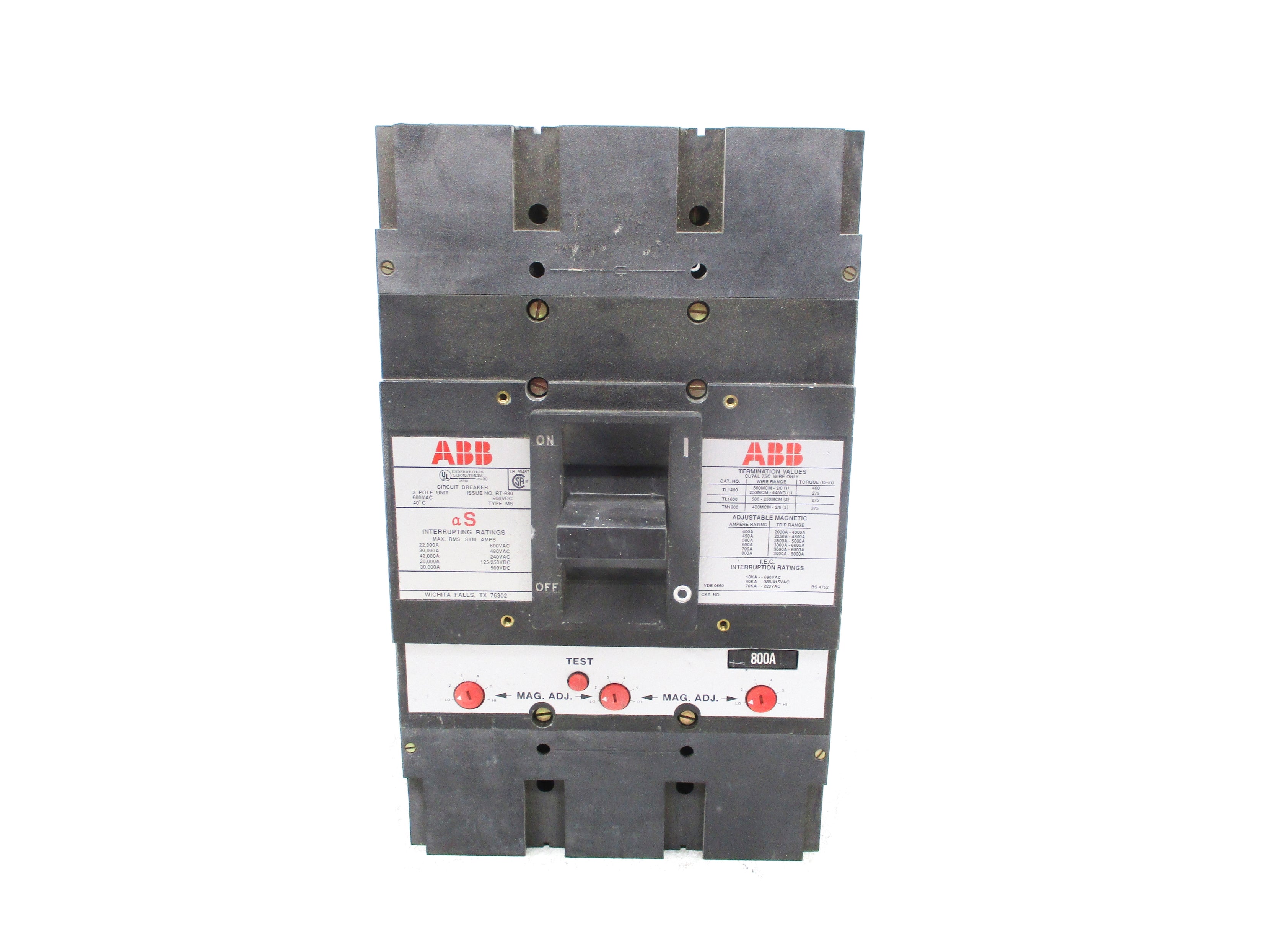 ABB TL1400 800A 600VAC NSNP