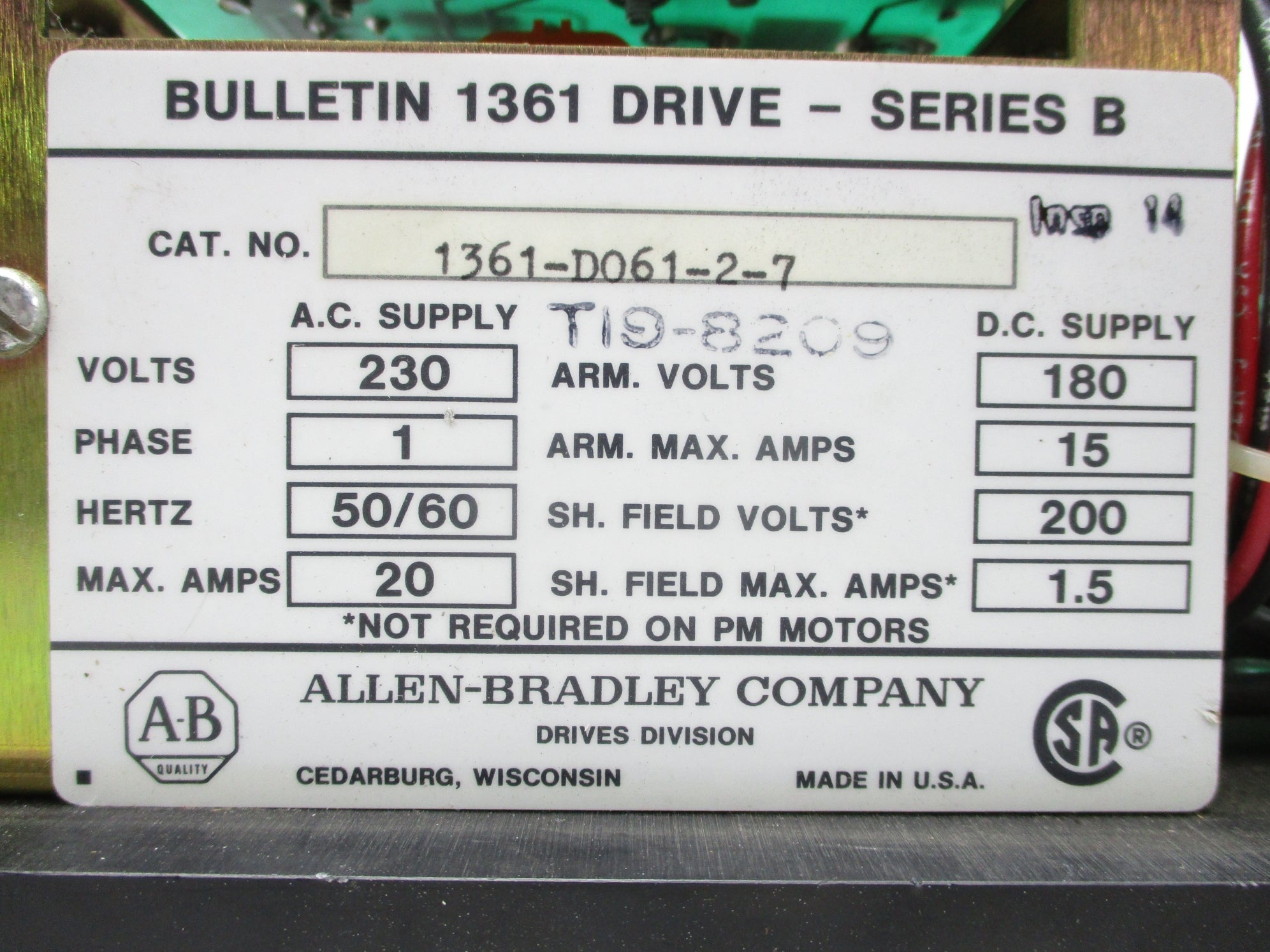 ALLEN BRADLEY 1361-D061-2-7 SER. B UNMP
