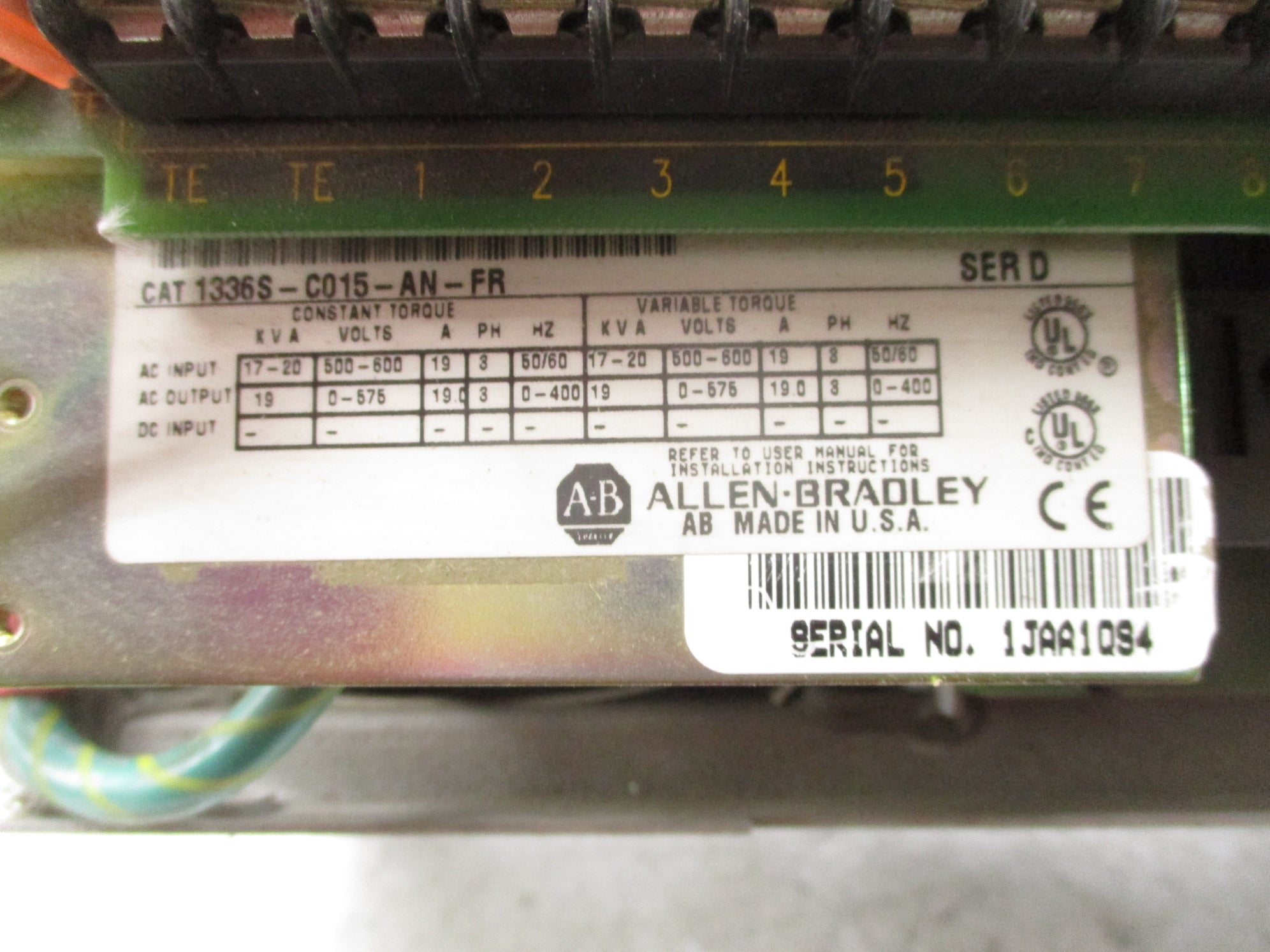 ALLEN BRADLEY 1336S-C015-AN-FR SER. D NSNP