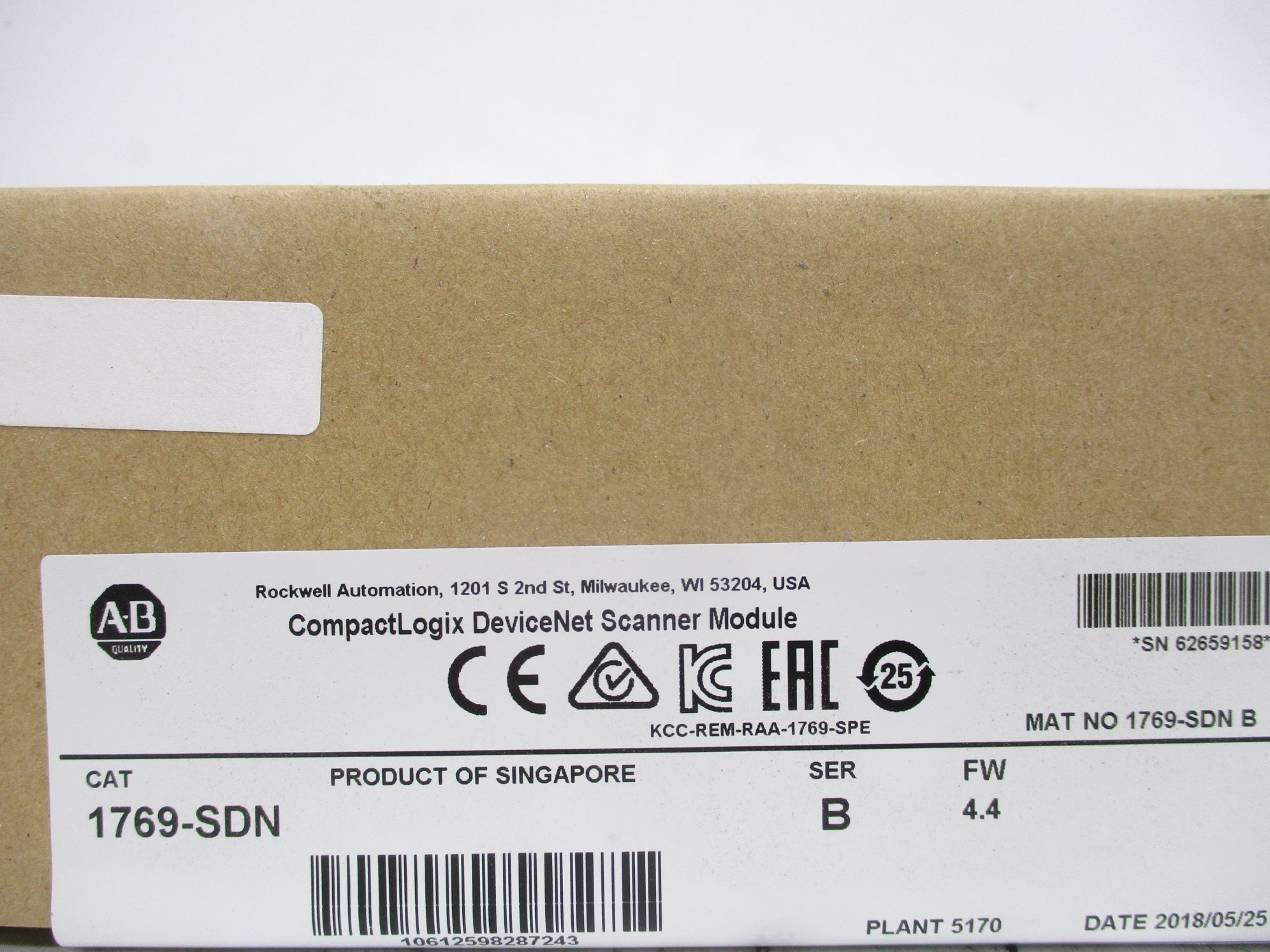 ALLEN BRADLEY 1769-SDN SER. B F/W 4.4 DATE: 2018 NSFS
