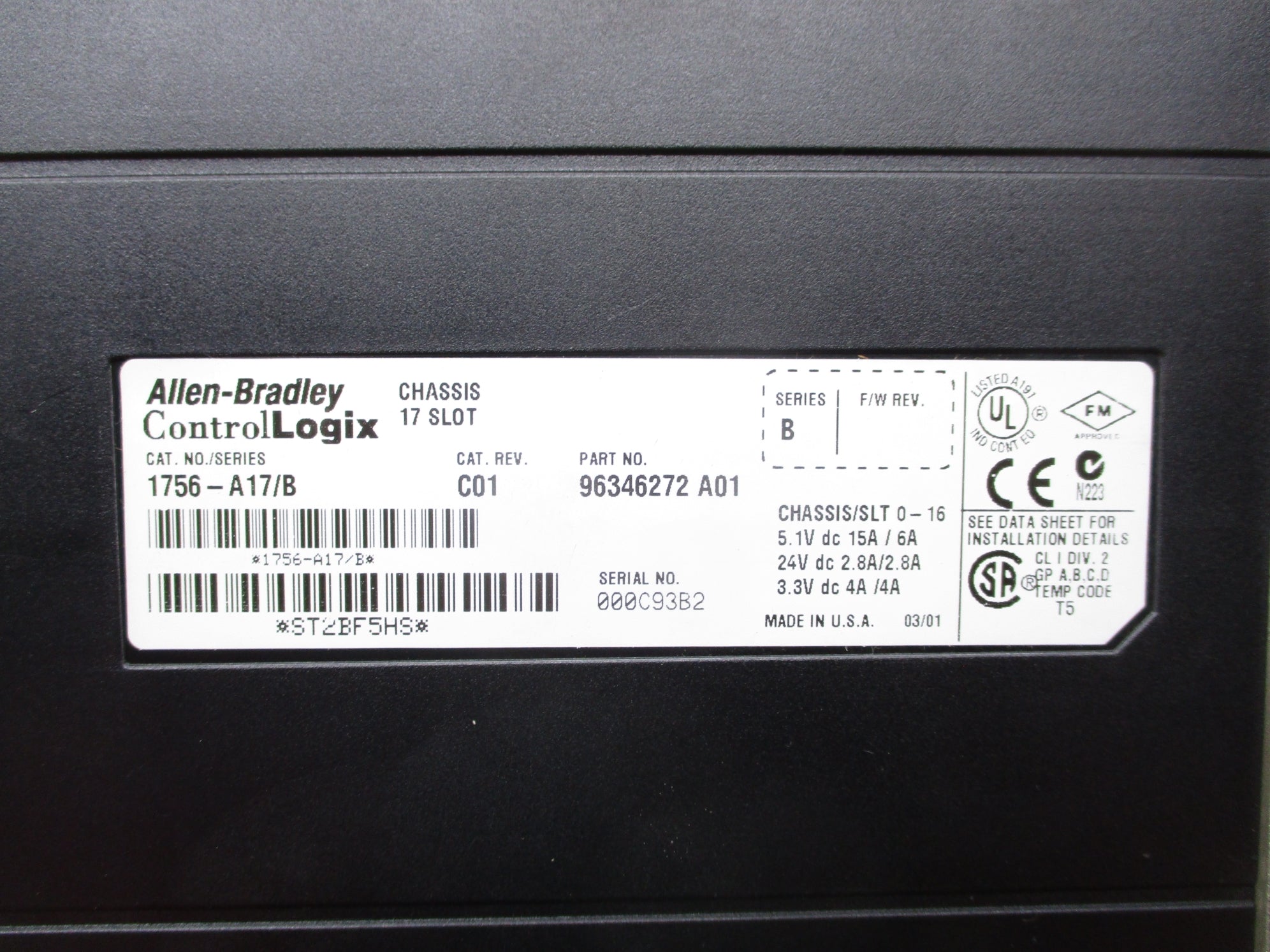 ALLEN BRADLEY 1756-A17 SER. B (AS PICTURED) UNMP