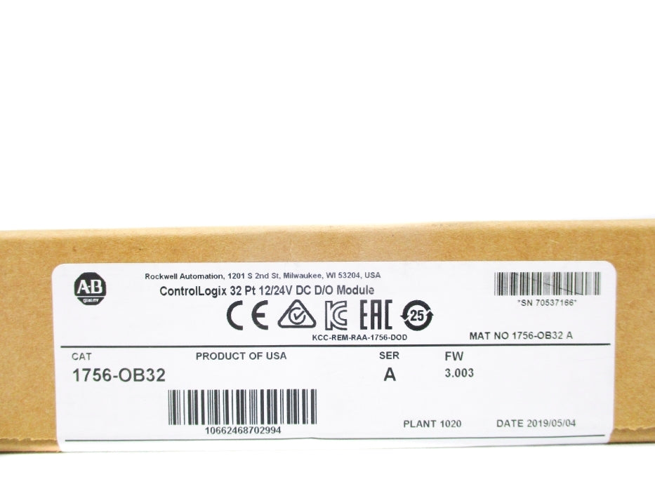ALLEN BRADLEY 1756-OB32 SER. A F/W 3.003 DATE: 2019 12/24VDC NSFS