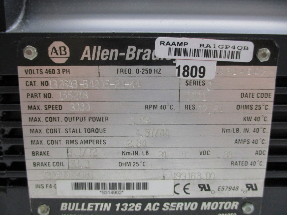 ALLEN BRADLEY 1326ABB420E21K4 SER. C REMAN