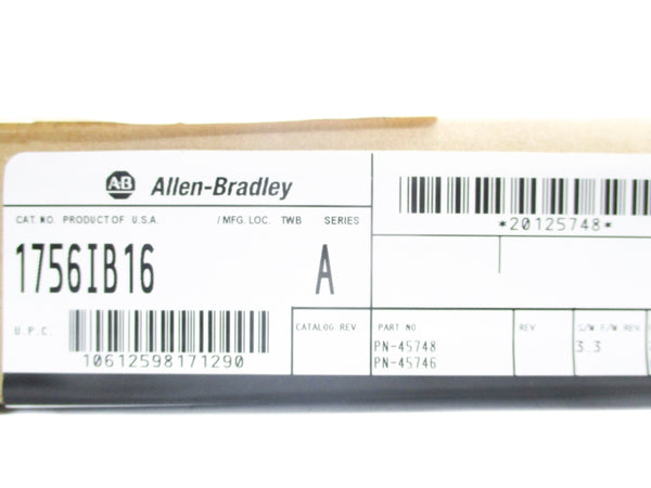 ALLEN BRADLEY 1756-IB16 SER. A F/W 3.3 DATE: 2012 NSFS