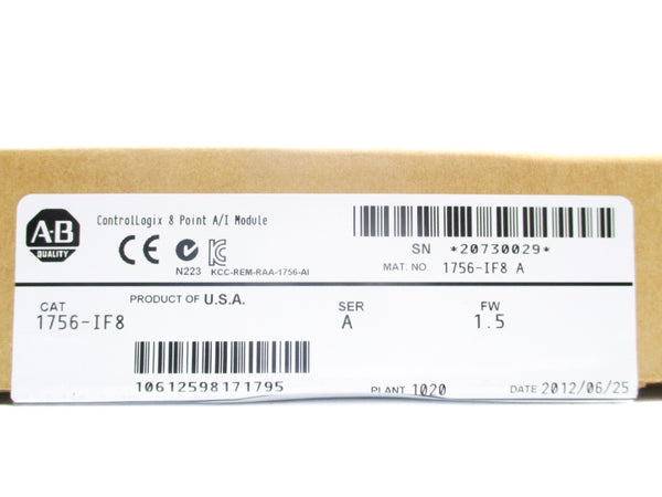 ALLEN BRADLEY 1756-IF8 SER. A F/W 1.5 DATE: 2012 NSFS