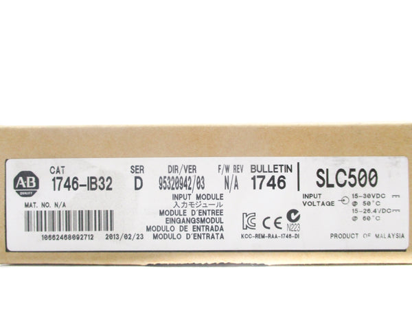 ALLEN BRADLEY 1746-IB32 SER. D DATE: 2013 NSFS