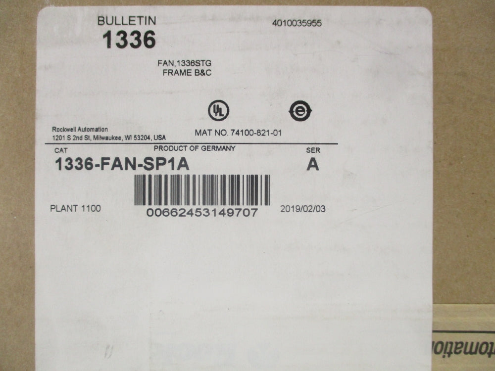 ALLEN BRADLEY 1336-FAN-SP1A SER. A DATE: 2019 NSFS
