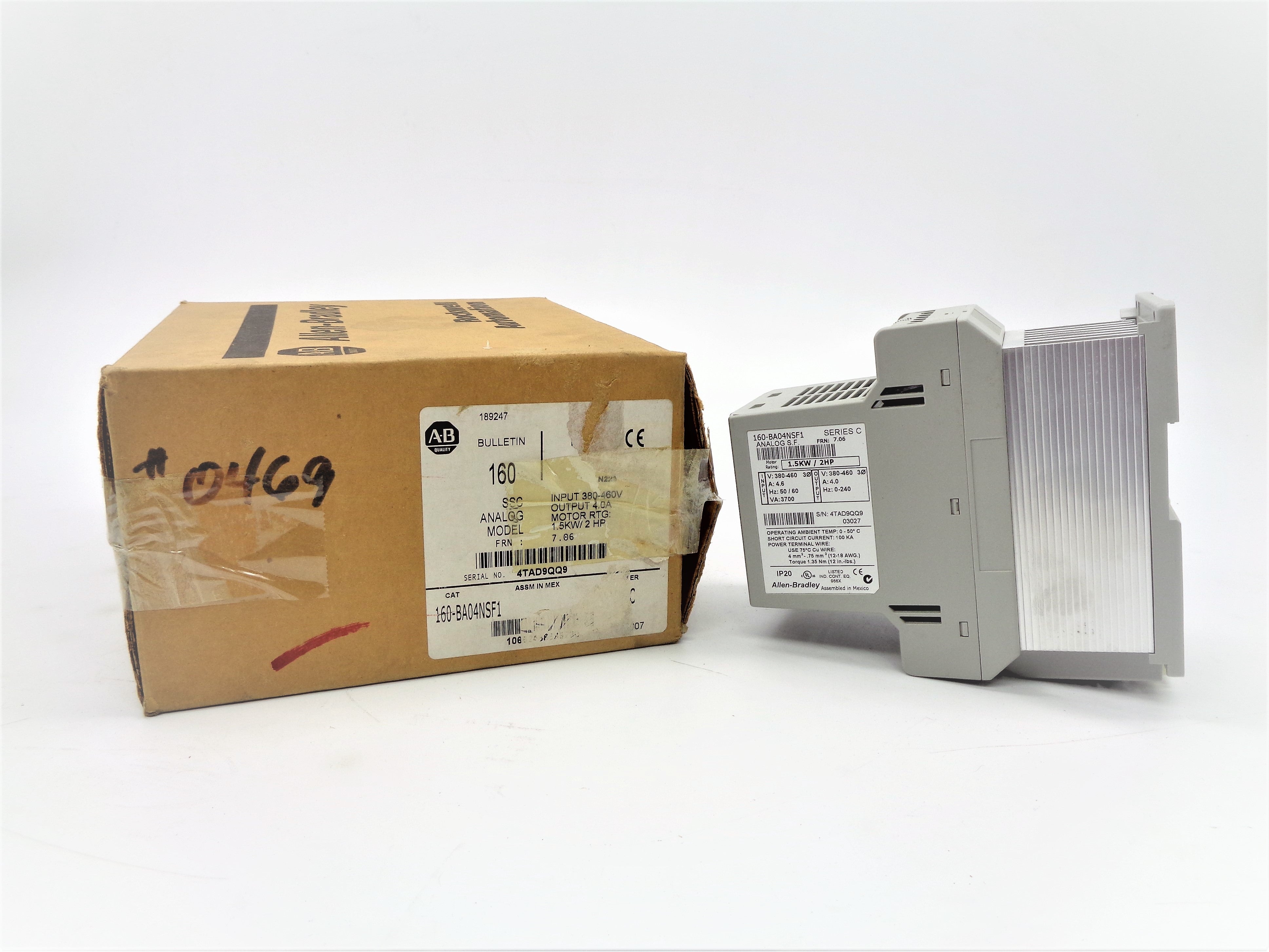 ALLEN BRADLEY 160-BA04NSF1 SER. C 380-460V 4.6A F/W 7.06 (BR/WH) NSMP
