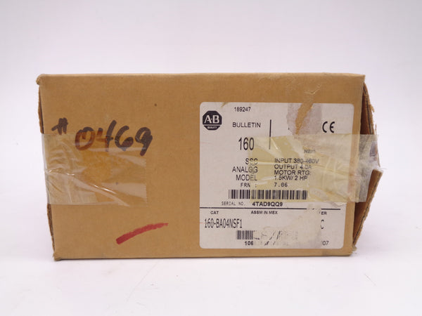 ALLEN BRADLEY 160-BA04NSF1 SER. C 380-460V 4.6A F/W 7.06 (BR/WH) NSMP