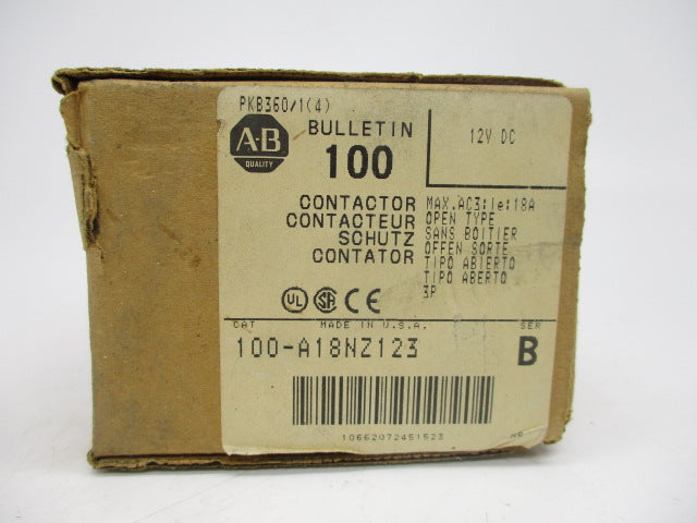 ALLEN BRADLEY 100-A18NZ123 SER. B 12V (BR/WH) NSMP