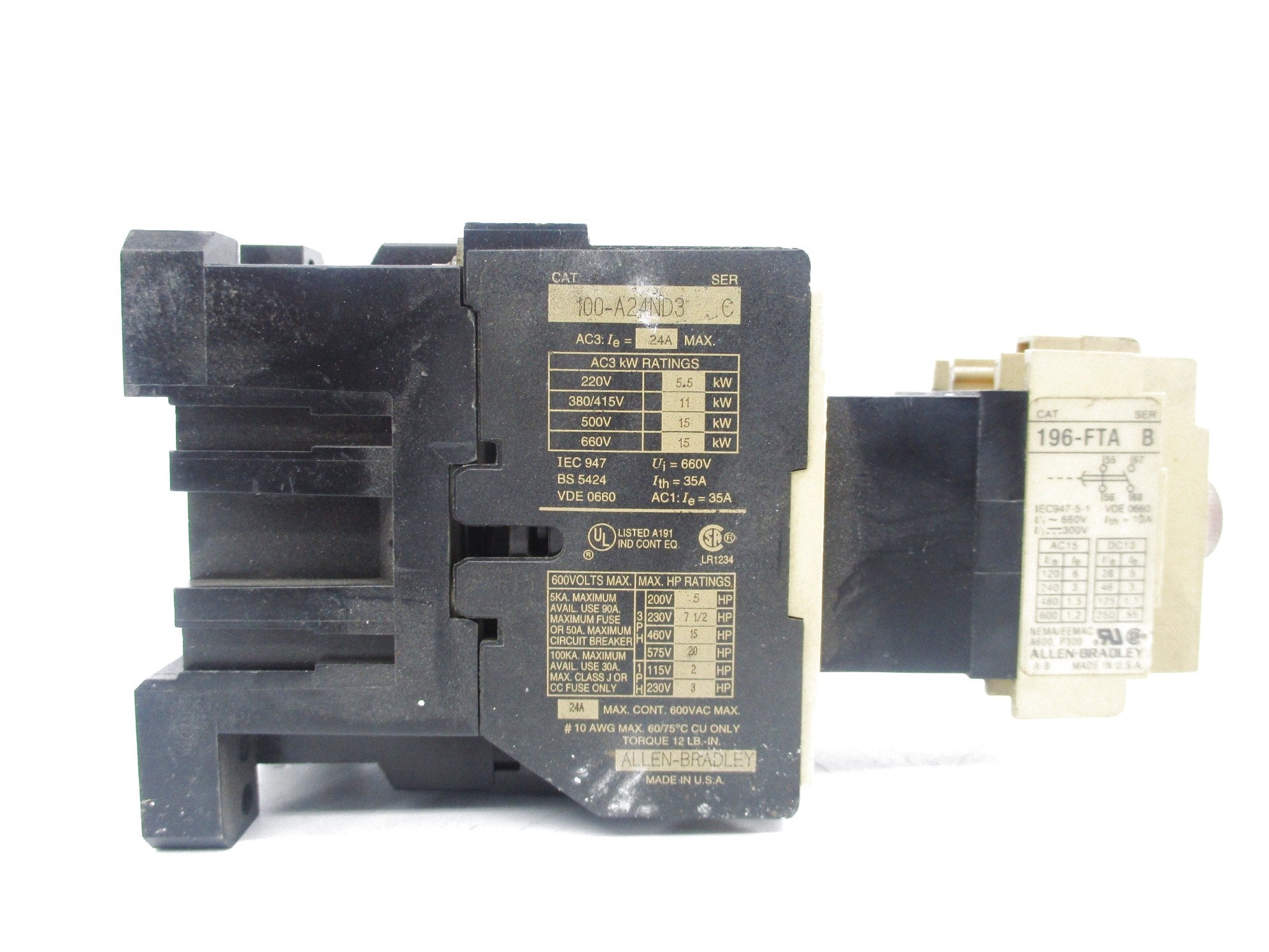 ALLEN BRADLEY 100-A24ND3 SER. C 120V (AS PICTURED) NSNP