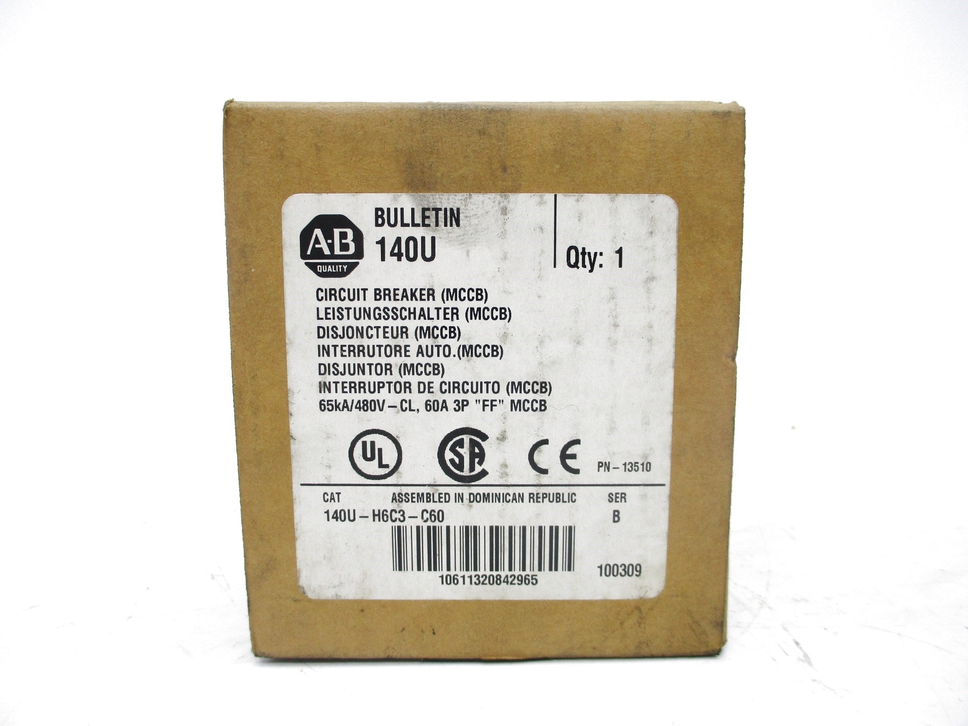ALLEN BRADLEY 140U-H6C3-C60 SER. B 60A 480V NSMP