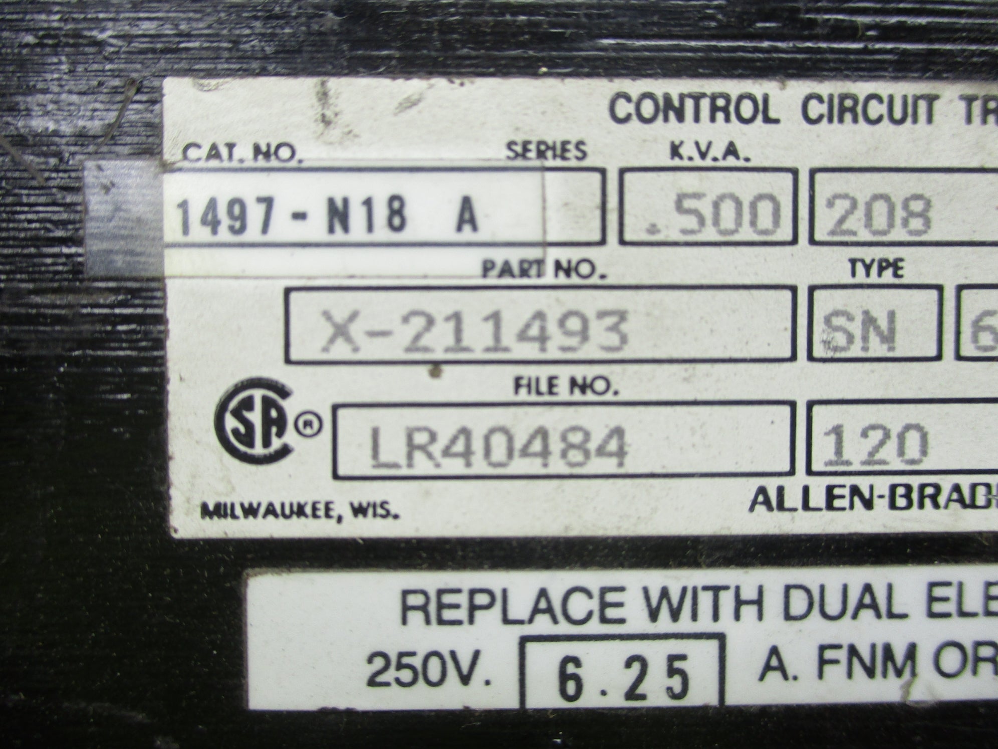 ALLEN BRADLEY 1497-N18 SER. A UNMP