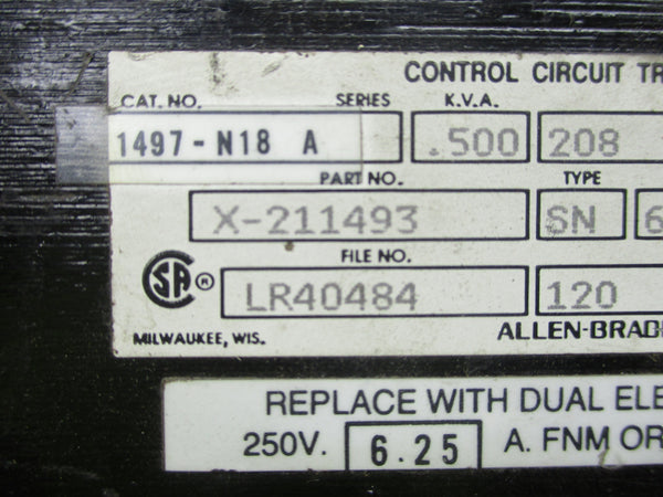 ALLEN BRADLEY 1497-N18 SER. A UNMP