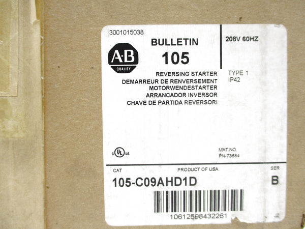 ALLEN BRADLEY 105-C09AHD1D SER. B (BR/WH) NSFS