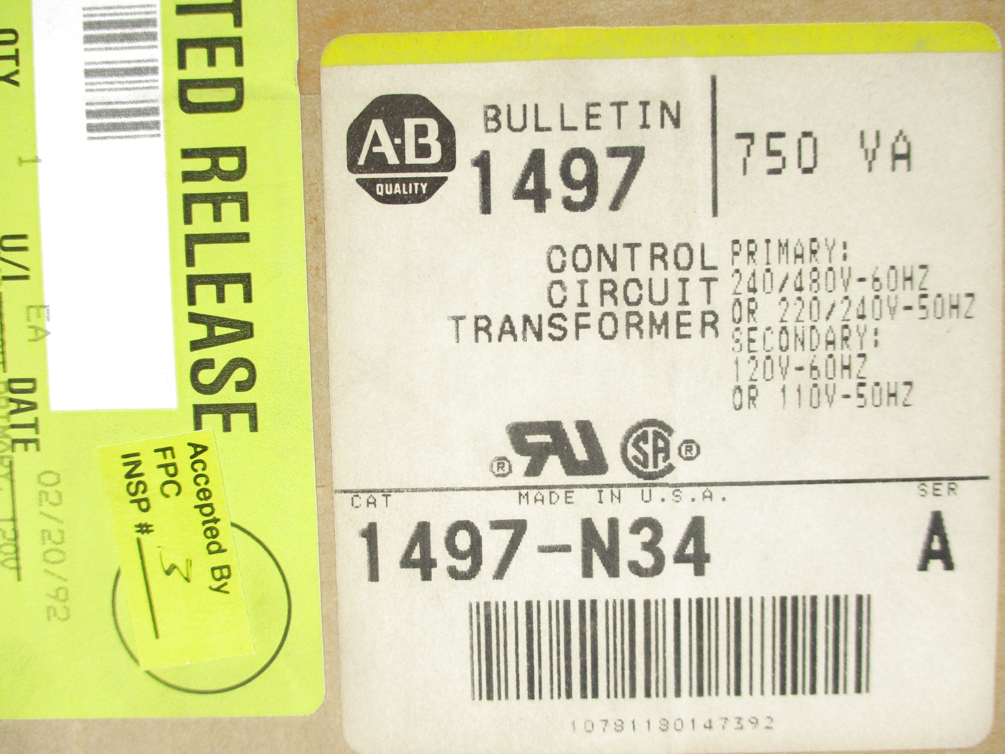 ALLEN BRADLEY 1497-N34 SER. A NSFS