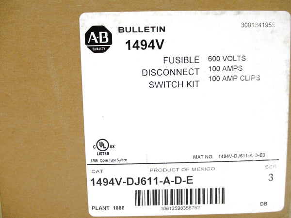 ALLEN BRADLEY 1494V-DJ611-A-D-E SER. 3 (BR/WH) NSFS