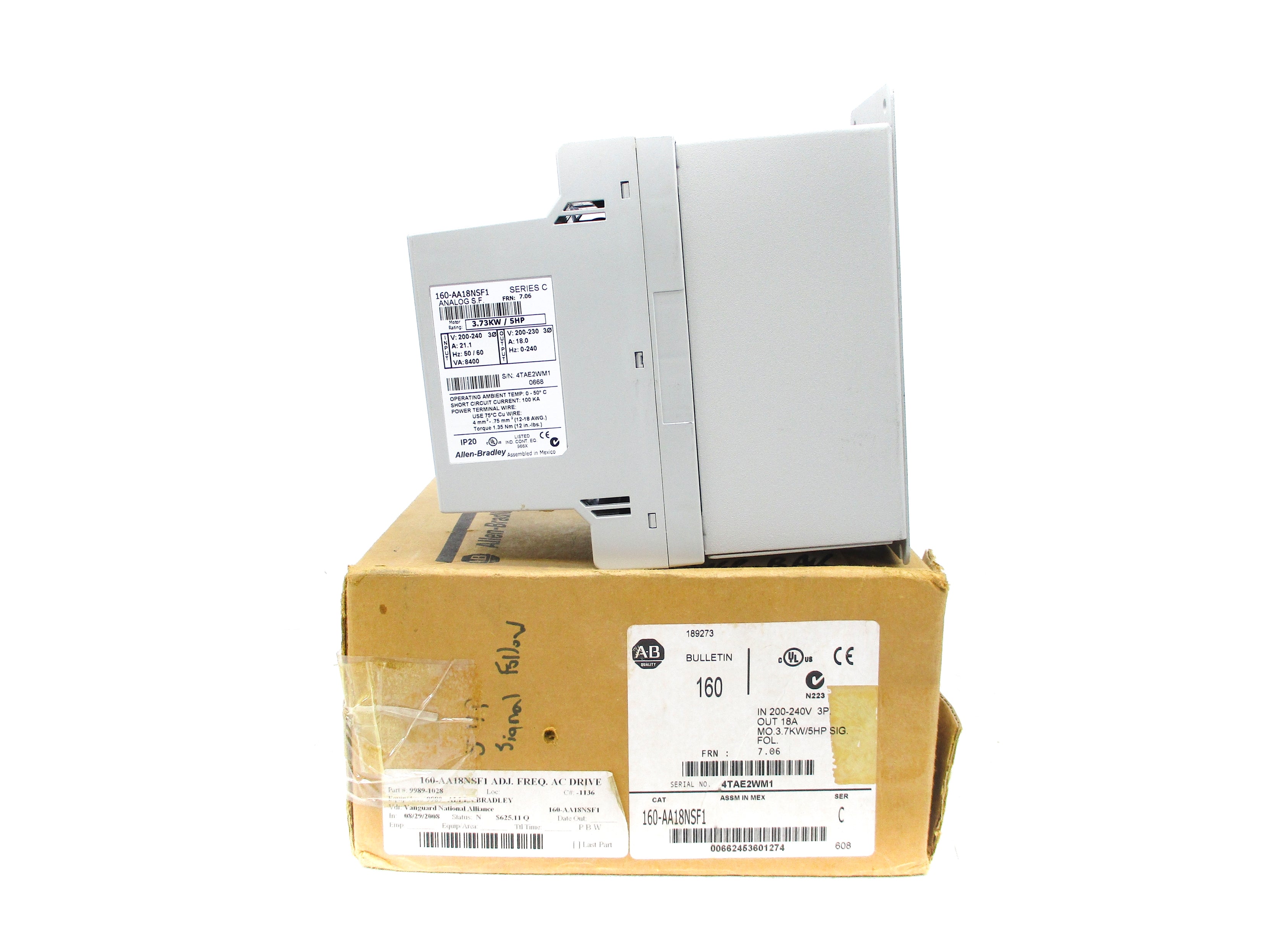 ALLEN BRADLEY 160-AA18NSF1 SER. C F/W 7.06 (BR/WH) NSMP