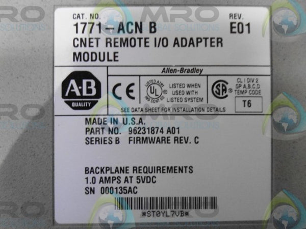 ALLEN BRADLEY 1771-ACN SER. B I/O ADAPTER   NSMP
