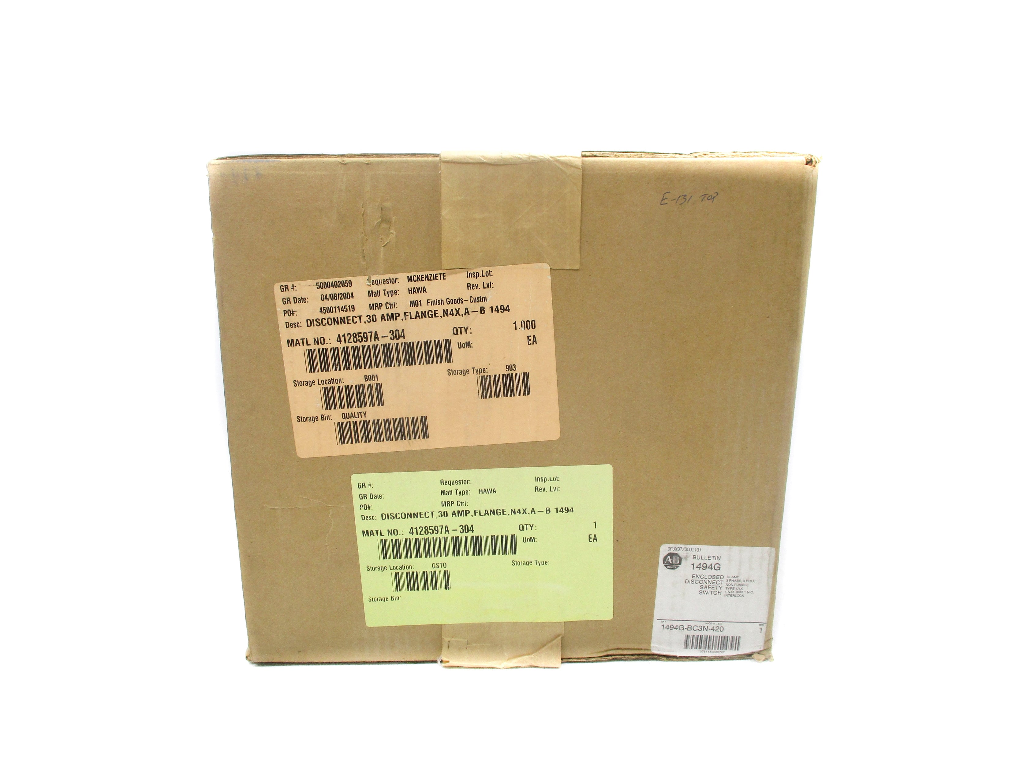 ALLEN BRADLEY 1494G-BC3N-420 SER. 1 (BR/WH) NSFS