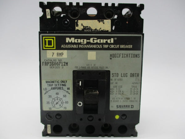 SQUARE D FAP3600712M CIRCUIT BREAKER 7A 600V UNMP