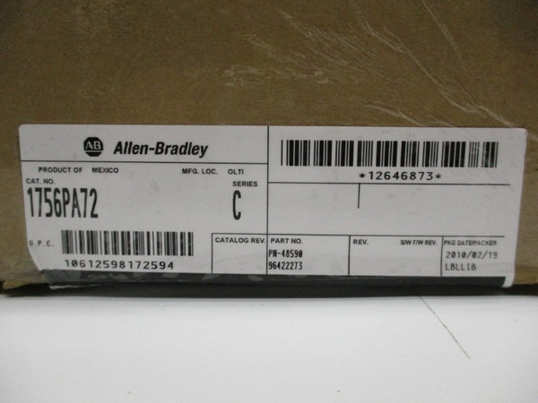 ALLEN BRADLEY 1756-PA72 SER. C 120/240VAC 10.0A NSMP