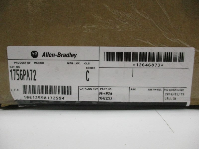 ALLEN BRADLEY 1756-PA72 SER. C 120/240VAC 10.0A NSMP