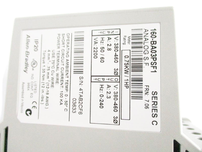 ALLEN BRADLEY 160-BA03PSF1 SER. C F/W 7.06 NSMP